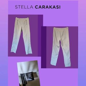 STELLA CARAKASI KHAKI NATURAL LUX SLIMMING DESIGNER PANTS SIZE M